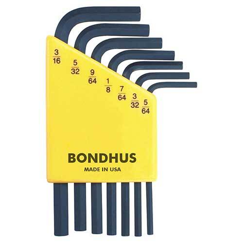 Bondhus BD12245 Hex End L-Wrench Short Imperial (5/64 - 3/16") 7 Pieces - AIMS Industrial Supplies