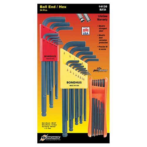 Bondhus BD14130 Ball End L-Wrenches & Hex Fold Up Multi Pack 34 Pieces1