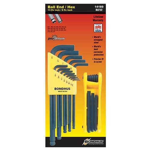 Bondhus BD14189 Ball End L-Wrenches & Hex Fold Up Multi Pack 22 Pieces - AIMS Industrial Supplies