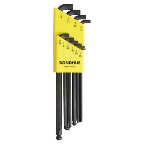 Bondhus BD16538 Stubby Ball End L-Wrench Imperial (1/16 - 1/4") 10 Pieces - AIMS Industrial Supplies