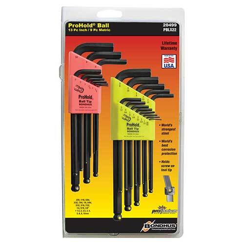 Bondhus BD20499 Ball End ProHold L-Wrench Multi Pack 22 Pieces1