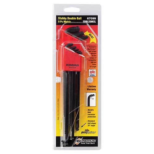 Bondhus BD67099 Stubby Double Ball End L-Wrench Metric Set 9 Pieces - AIMS Industrial Supplies
