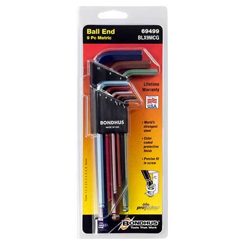 Bondhus BD69499 Ball End L-Wrench Colour Guard Metric Set 9 Pieces1