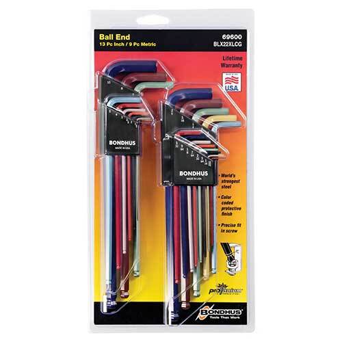 Bondhus BD69600 Ball End L-Wrench Colour Guard Combo Set 22 Pieces - AIMS Industrial Supplies