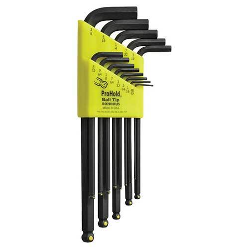 Bondhus BD74937 Pro Hold Tip Ball End L-Wrench Set (.05 - 3/8") 13 Pieces - AIMS Industrial Supplies