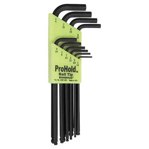 Bondhus BD74938 Pro Hold Tip Ball End L-Wrench Set ( 1/16 - 1/4") 10 Pieces1