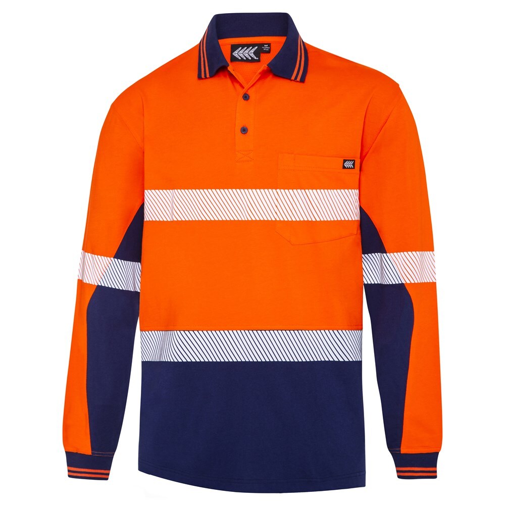 Boomerang Hi-Vis Unisex Segmented Tape Polo Shirt Orange/Navy Size 6XL