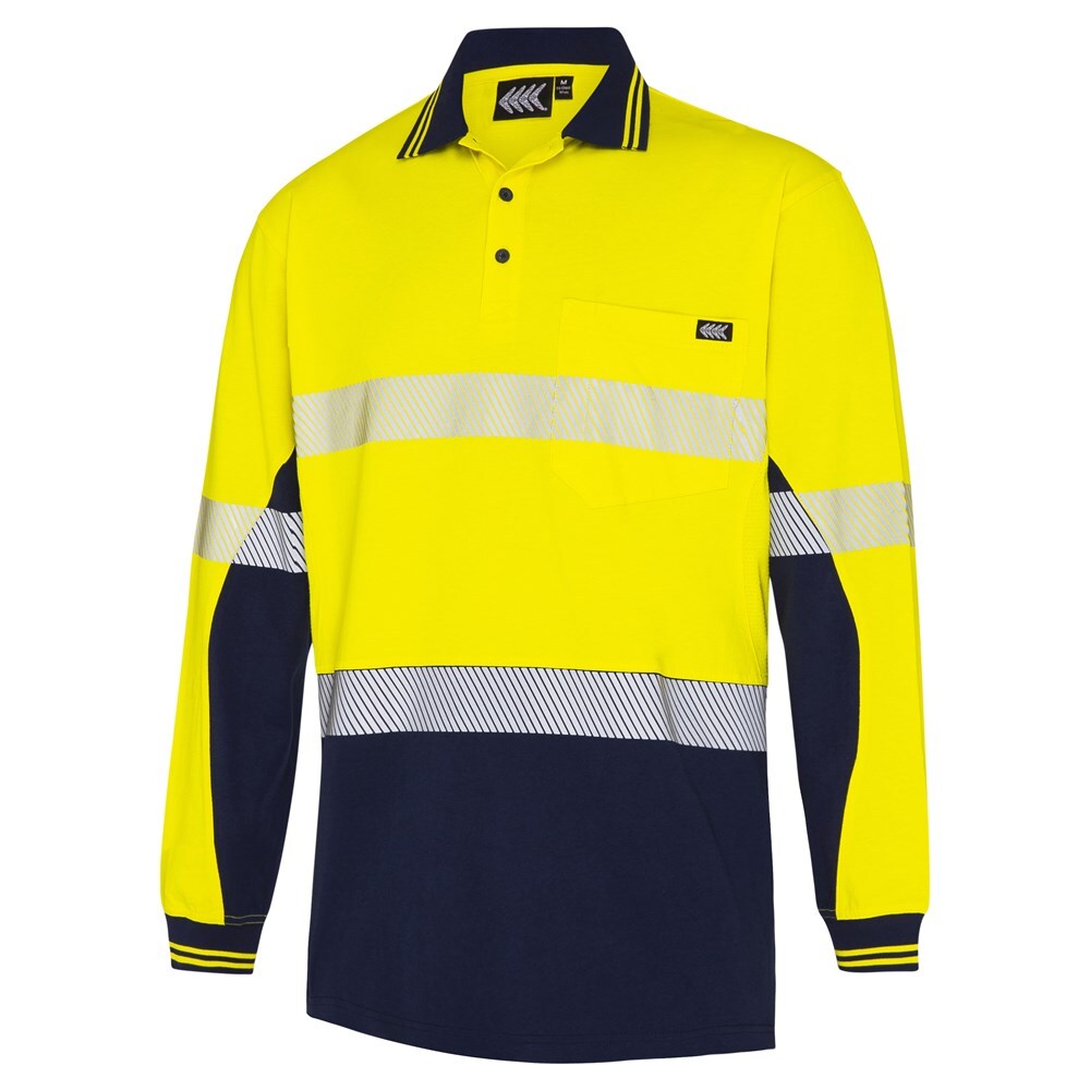 Boomerang Hi-Vis Unisex Segmented Tape Polo Shirt Yellow/Navy Size XL