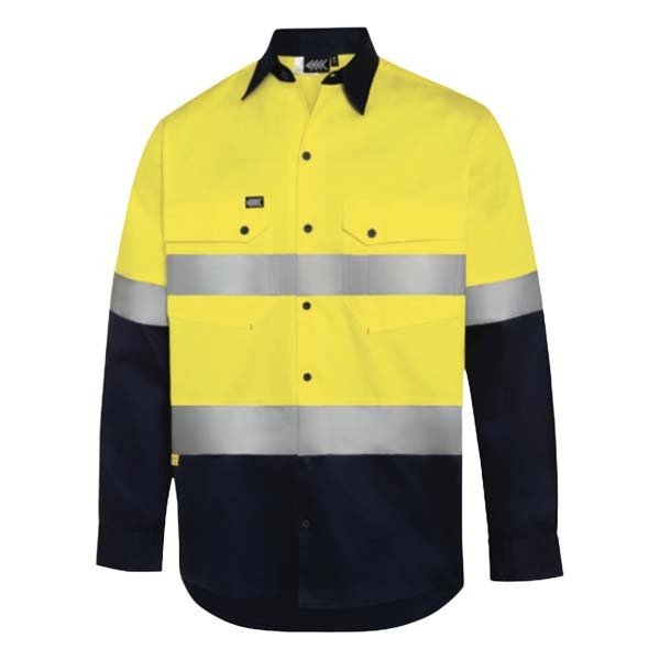 Boomerang Mens Hi - Vis Button - Up Shirt W/ Reflective Tape - AIMS Industrial Supplies