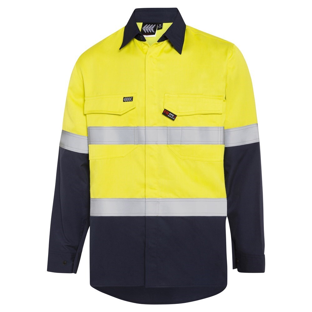 Boomerang Mens Vented Fire Resistant Shirt PPE2 Yellow/Navy Large