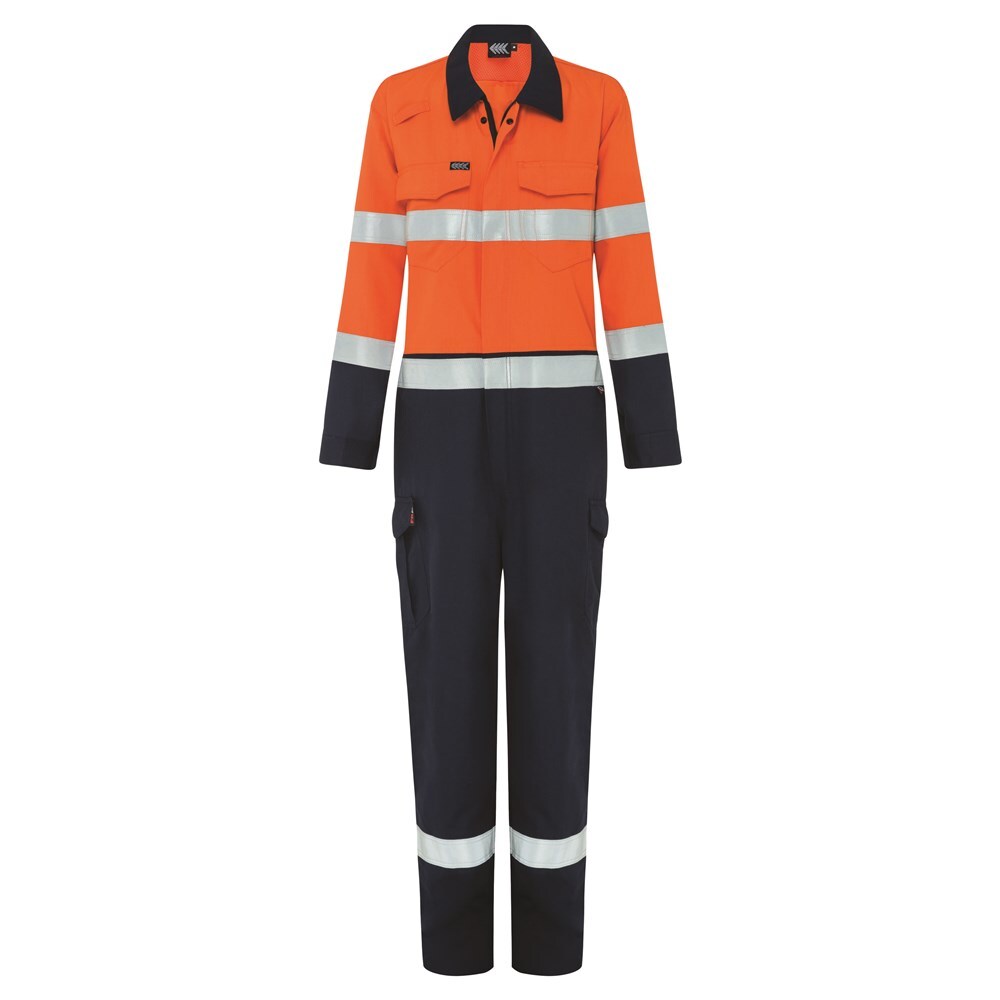 Boomerang Two-Tone Hi-Vis FR Coveralls W/ Reflective Tape Orange/Navy, 87 Regular