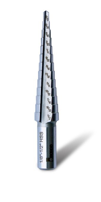 Bordo 1/8 - 1/2 x 1/32" Straight Flute HSS Step Drill Bit
