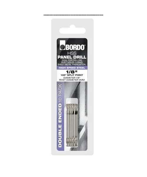 Bordo 1/8" Bright Double Ended Panel Drill Bit, 10/Pack - 2345 - 1/8T - AIMS Industrial Supplies