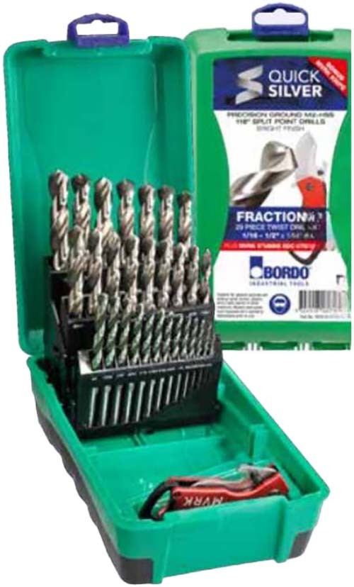 Bordo 2006-F3-C18 29 Piece 1/16-1/2" Bright HSS Jobber Set Bonus Stubbie Folding Knife2