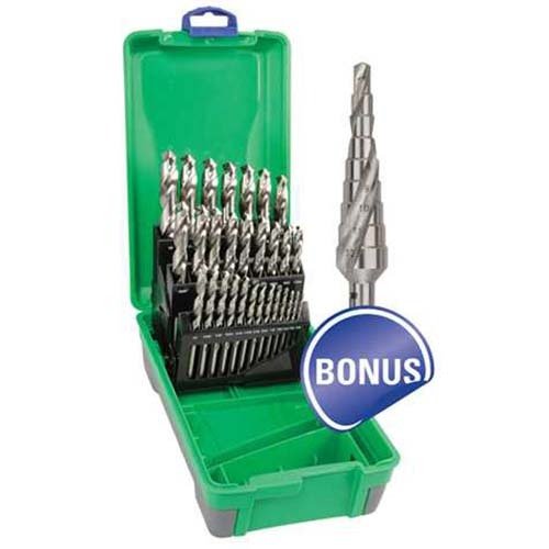 Bordo 2006-F3-SDM1 Jobber Drill Set Bright HSS 1/16 - 1/2", 29 pcs With Bonus Step Drill - AIMS Industrial Supplies