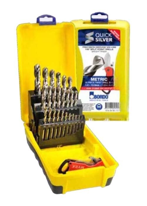 Bordo 2007 - M2 - C18 19 Piece 1 - 10mm Bright HSS Jobber Drill Set Bonus Stubbie Folding Knife - AIMS Industrial Supplies