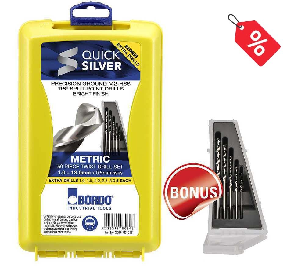 Bordo 2007-M3-C16 25 Piece Jobber Drill Set Bright HSS With Bonus Drills1