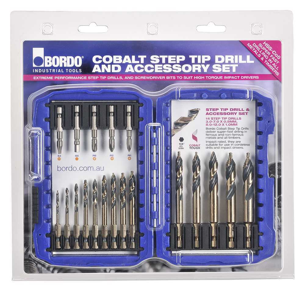 Bordo 2012 - S1 Cobalt Step Tip Drill And Accessory Set - AIMS Industrial Supplies