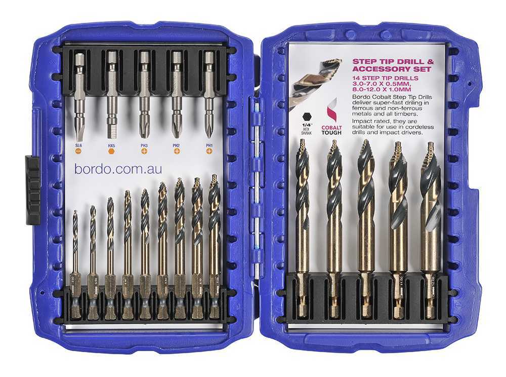 Bordo 2012-S1 Cobalt Step Tip Drill And Accessory Set1