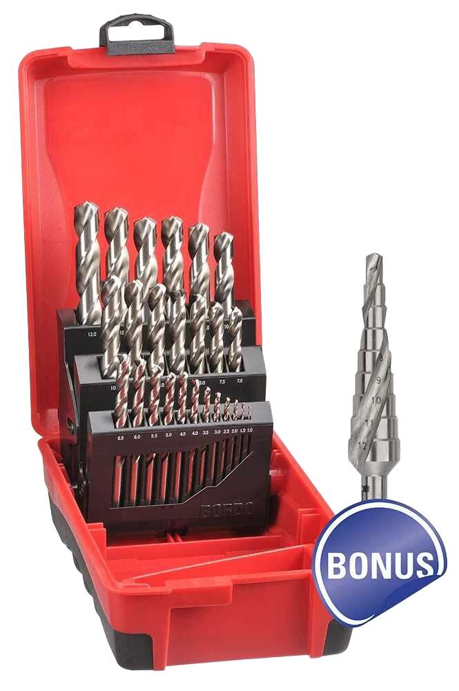 Bordo 2015-M3-SDM1 Delta Point Jobber Drill Set HSS Bright 1 - 13mm, 25pcs - AIMS Industrial Supplies