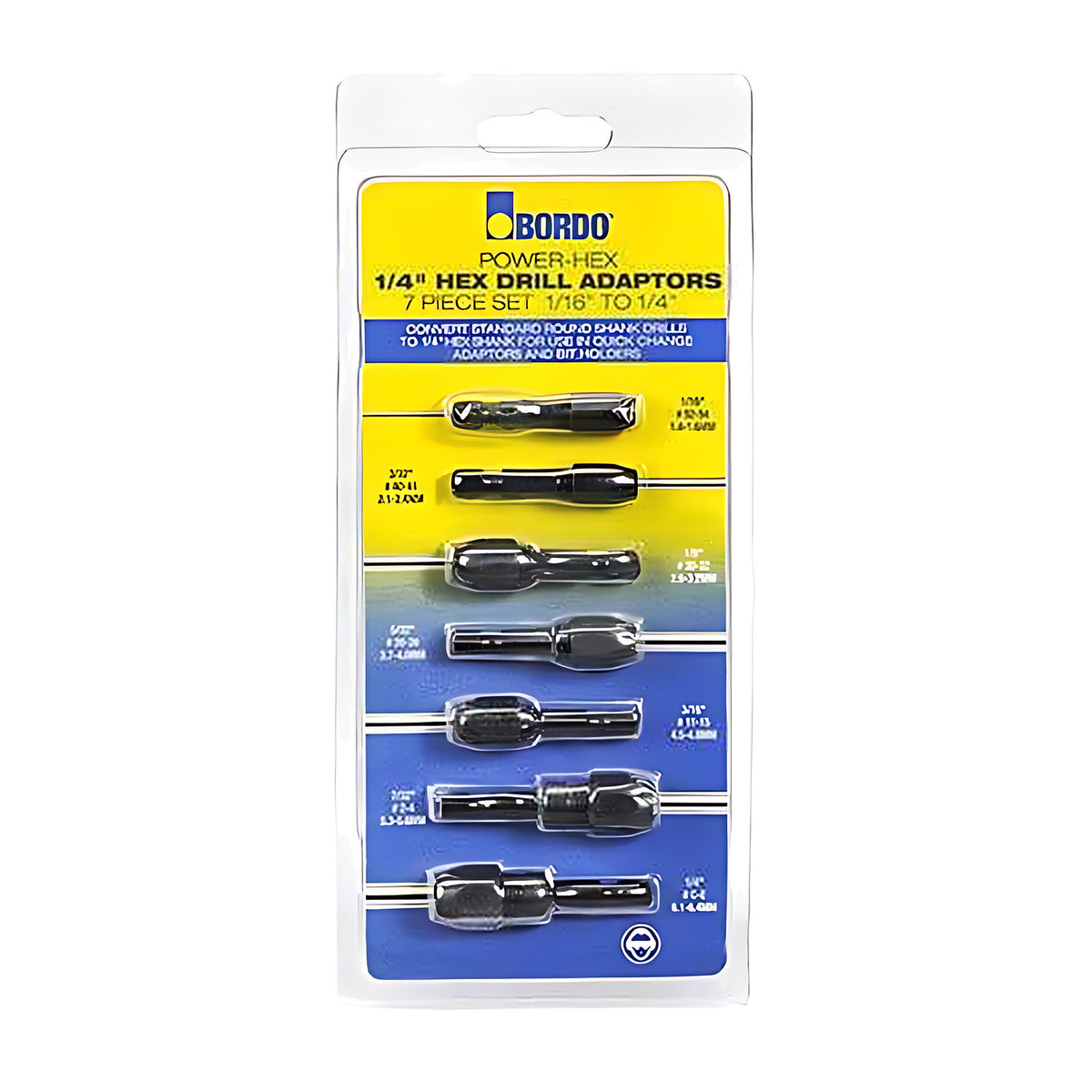 Bordo 2201-S1 Power-Hex Drill Adaptor Imperial Set, 7pieces