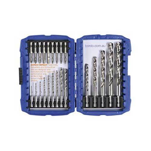 Bordo 2206-S2 Impact Power Bit & HSS Hex Shank Jobber Drill, 23pieces - AIMS Industrial Supplies