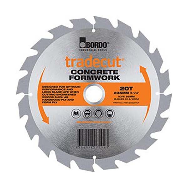 Bordo 235mm x 20T Tradecut Concrete Formwork Blade For Timber - Pack of 20 - AIMS Industrial Supplies
