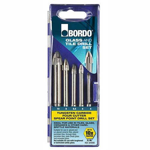 Bordo 2552-S1 4 Cutter Glass and Tile Drill Set 4-10mm, 5 Pieces - AIMS Industrial Supplies
