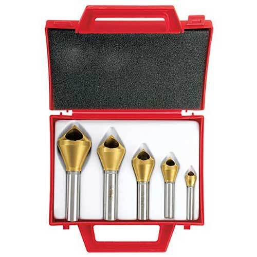 Bordo 3850-S 90° TiN Coated Cross Hole Countersink Set 10-30mm, 5pcs - AIMS Industrial Supplies