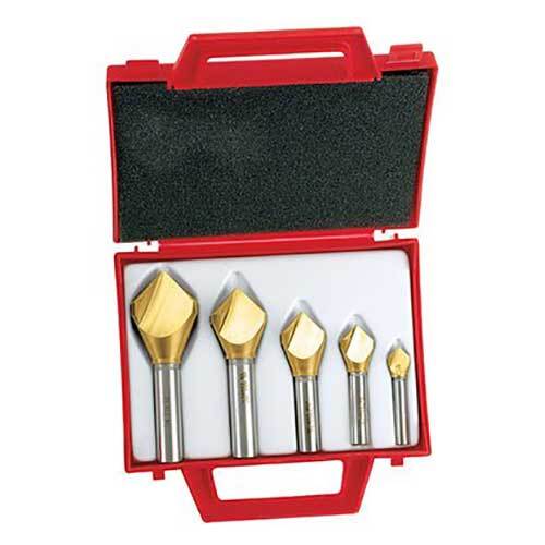 Bordo 3852-S 90° TiN Coated Single Flute Countersink Set 10-30mm, 5pcs - AIMS Industrial Supplies