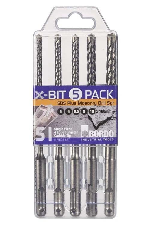 Bordo 5 - 10mm SDS Plus X - Bit Masonry Drill Set, 5 Pieces - AIMS Industrial Supplies