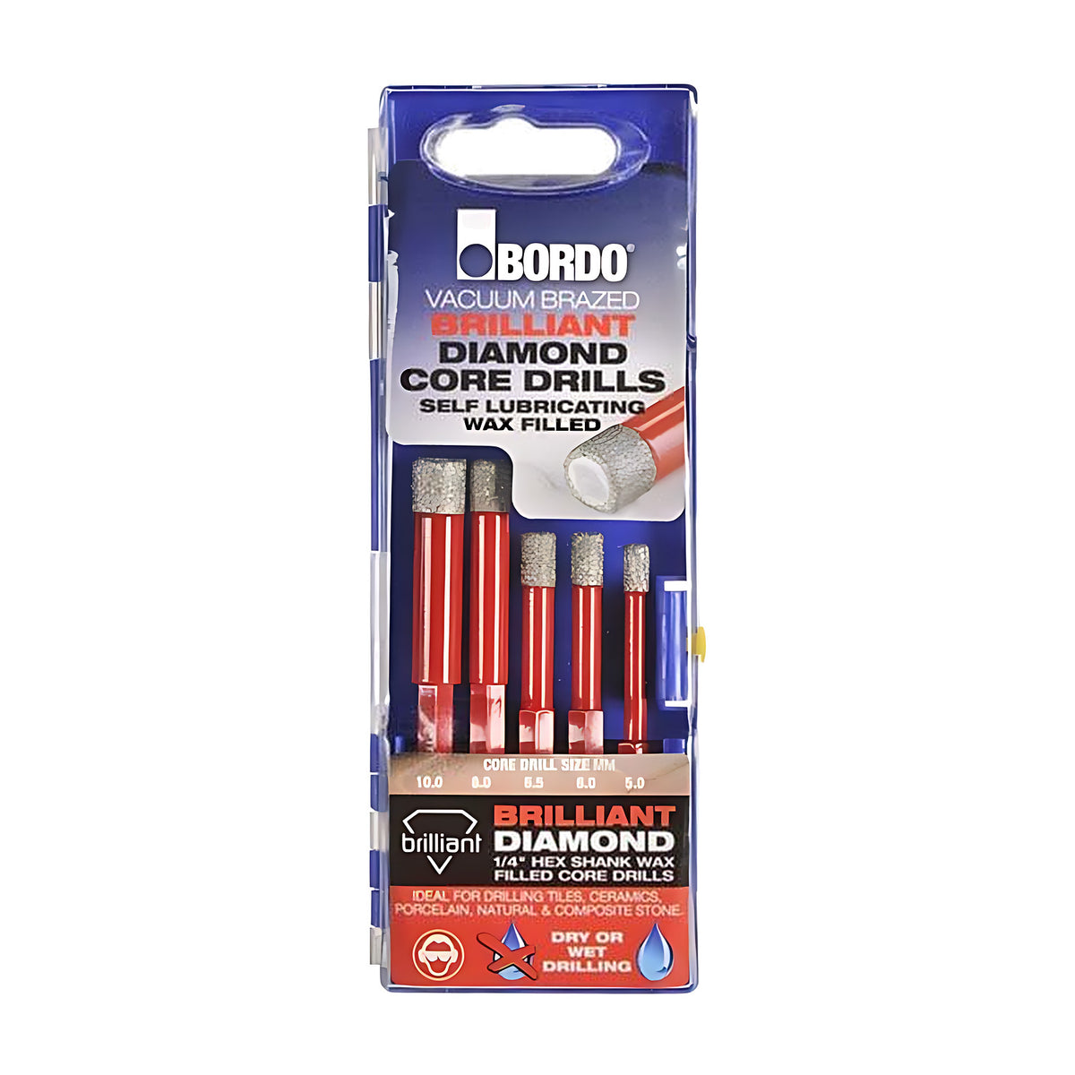Bordo Briliant Diamond Core Drill Set Hex Shank 5 piece