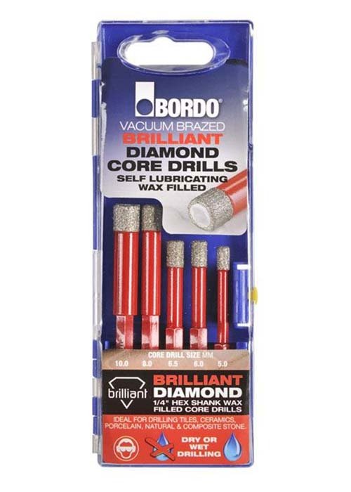 Bordo Briliant Diamond Core Drill Set Hex Shank 5 piece - AIMS Industrial Supplies