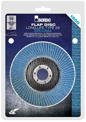 Bordo Flap Disc Zirconia 127mm x 120 Grit (Clam Shell)