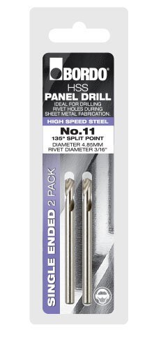 Bordo No.11 HSS Bright Single Ended Panel Drill Bit (Clam) - 2/Pack