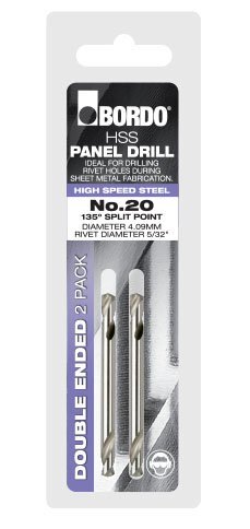 Bordo No.20 HSS Bright Double Ended Panel Drill Bit (Clam) - 2/Pack