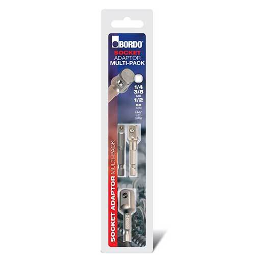 Bordo Socket Adaptor Set 1/4", 3/8", 1/2" x 50mmm - 3 Pieces1