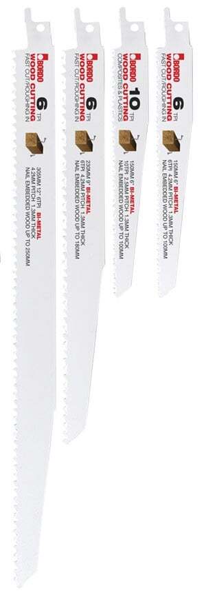 Bordo Timber Cutting Reciprocating Saw Blade Assortment Set - 4 Blades - AIMS Industrial Supplies