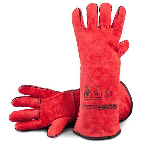 BossSafe Left Hand Red Heavy Duty Welding Gloves (Pair) - AIMS Industrial Supplies