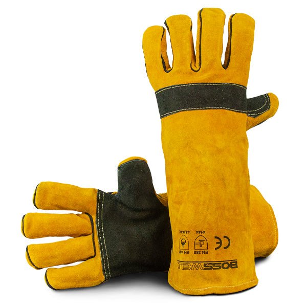 Bosssafe Yellow Aramid Stitched Welding Glove (Pair) - AIMS Industrial Supplies
