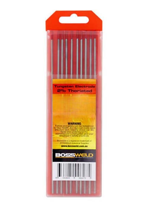Bossweld 2% Thoriated Tungsten Electrodes 1.6 x 178mm (Pack of 10)