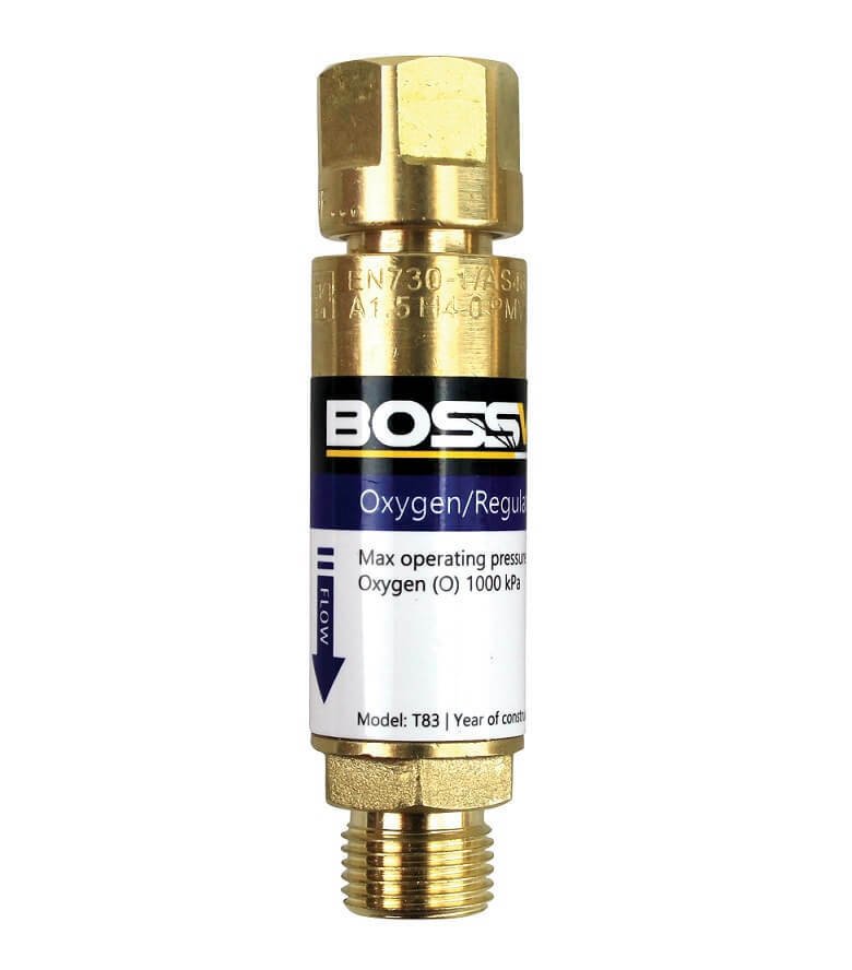 Bossweld Flashback Arrestor Oxygen Regulator End - AIMS Industrial Supplies