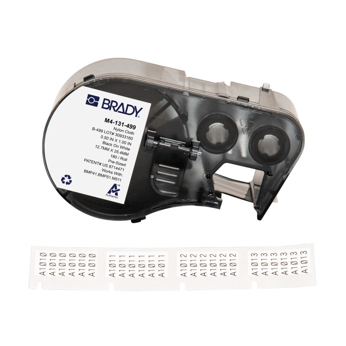 Brady Aggressive Adhesive Multi - Purpose Nylon Label - Black On White - AIMS Industrial Supplies