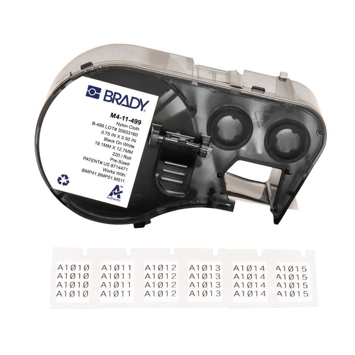 Brady Aggressive Adhesive Multi - Purpose Nylon Label - Black On White - AIMS Industrial Supplies