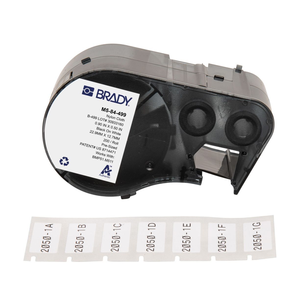 Brady Aggressive Adhesive Multi - Purpose Nylon Label - Black On White - AIMS Industrial Supplies