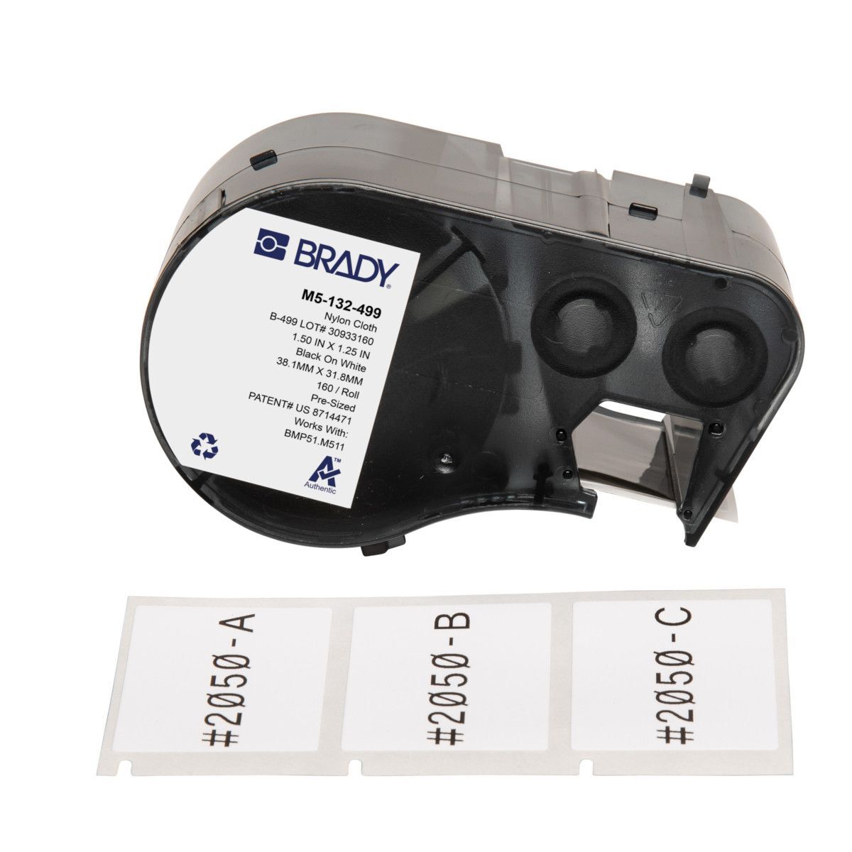 Brady Aggressive Adhesive Multi - Purpose Nylon Label - Black On White - AIMS Industrial Supplies