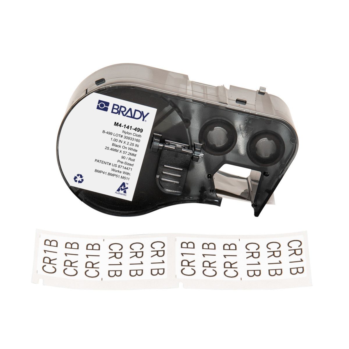 Brady Aggressive Adhesive Multi - Purpose Nylon Label - Black On White - AIMS Industrial Supplies