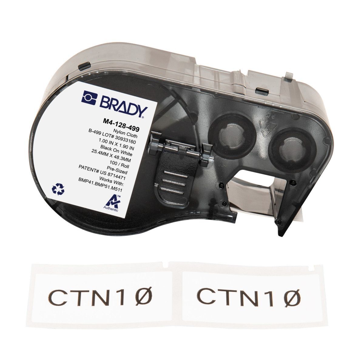 Brady Aggressive Adhesive Multi - Purpose Nylon Label - Black On White - AIMS Industrial Supplies