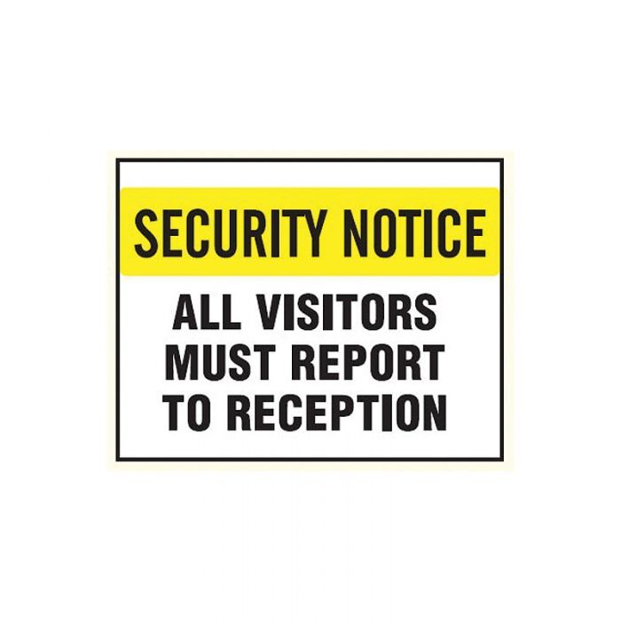 Brady All Visitors Must Report To Reception 250 x 180mm Self-Adhesive Vinyl