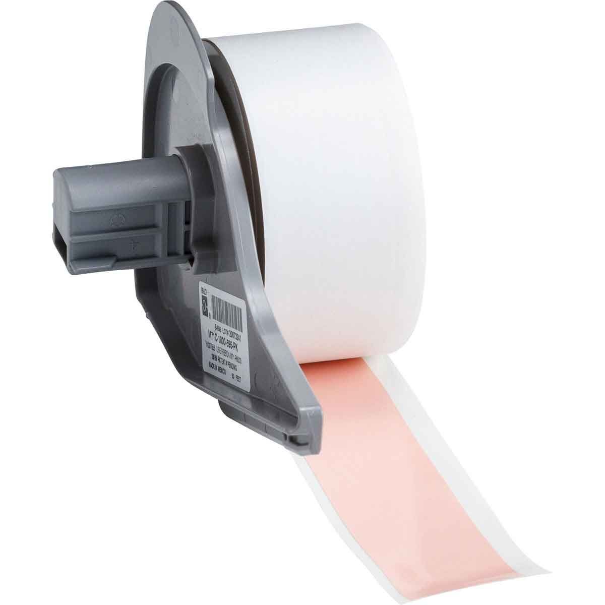 Brady All Weather Permanent Adhesive Vinyl Label Tape - 25.40 x 15.24m, Pink - AIMS Industrial Supplies